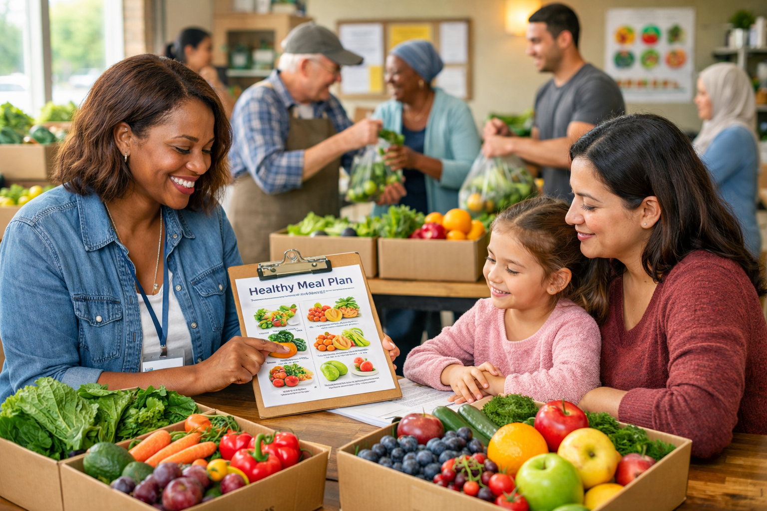 fotográfico En una luminosa y esperanzadora fotografía de estilo documental, un entorno sanitario y comunitario diverso encarna el concepto de que la comida es medicina En el-1